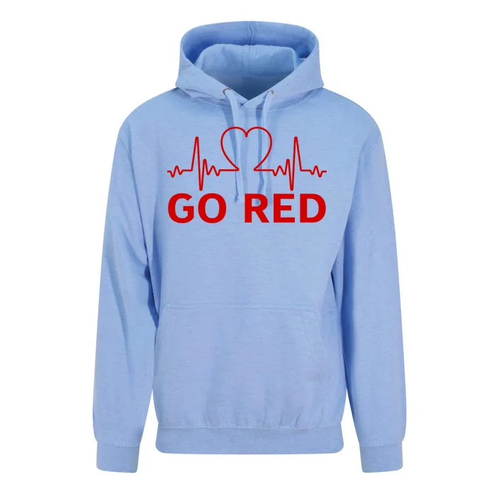 Go Red Pulse Heart Disease Awareness Unisex Surf Hoodie