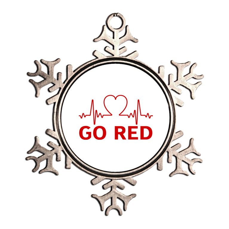 Go Red Pulse Heart Disease Awareness Metallic Star Ornament