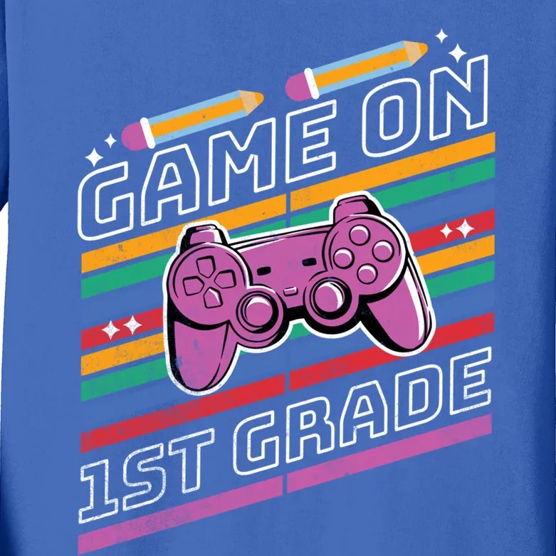 Game On 1St Grade Back To School Video Game Lover Student Cute Gift Kids Long Sleeve Shirt