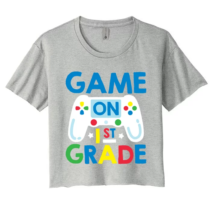 Game On 1St Grade Controller Back To School Video Gamer Gift Meaningful Gift Women's Crop Top Tee