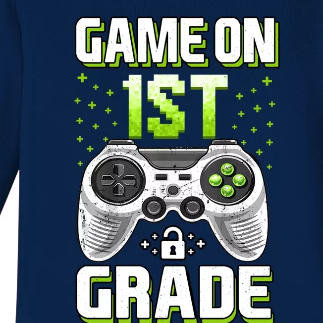 Game On 1St Grade Gift Funny Gamer Back To School Gift Baby Long Sleeve Bodysuit