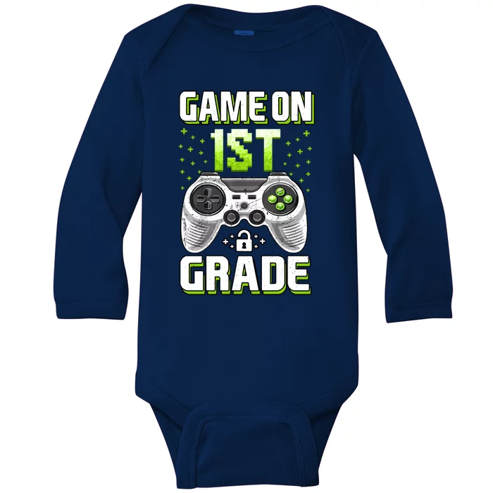 Game On 1St Grade Gift Funny Gamer Back To School Gift Baby Long Sleeve Bodysuit