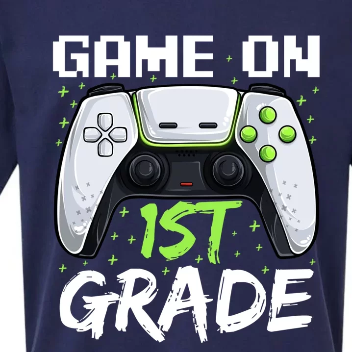 Game On 1St Grade Great Gift Funny Back To School Gamer Gift Sueded Cloud Jersey T-Shirt