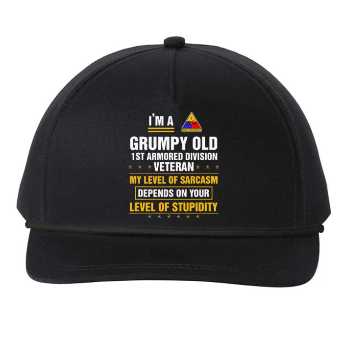 Grumpy Old 1st Armored Division Veteran Father Day Christmas Snapback Five-Panel Rope Hat