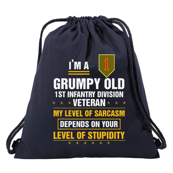 Grumpy Old 1st Infantry Division Veteran Father Day Drawstring Bag