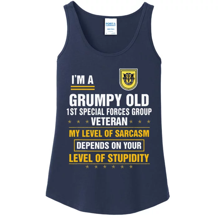 Grumpy Old 1st Special Forces Group Veteran Father Day Ladies Essential Tank