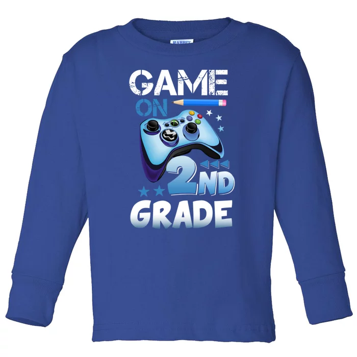 Game On 2Nd Grade First Day Gamer Back To School Funny Gift Toddler Long Sleeve Shirt