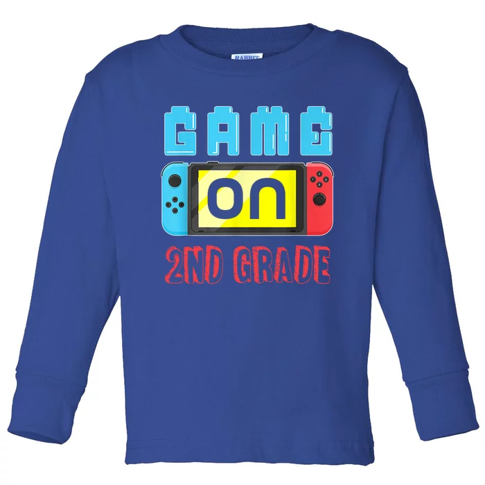 Game On 2Nd Grade Gaming Gamer Back To School Student Funny Gift Toddler Long Sleeve Shirt