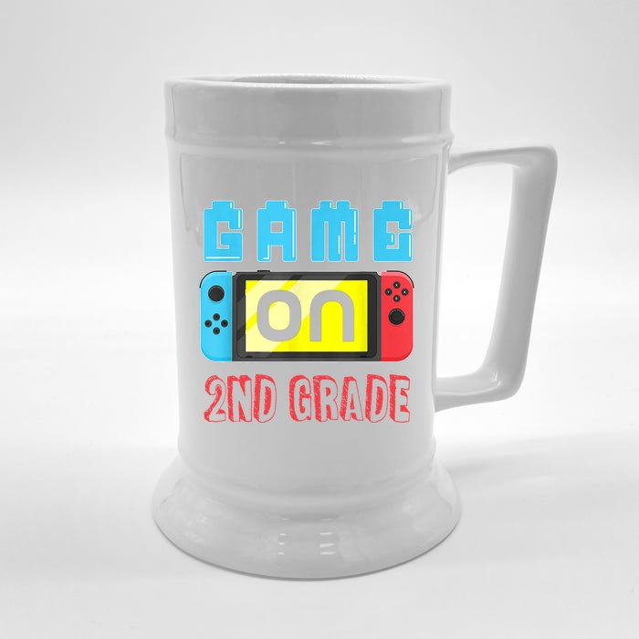 Game On 2Nd Grade Gaming Gamer Back To School Student Funny Gift Front & Back Beer Stein