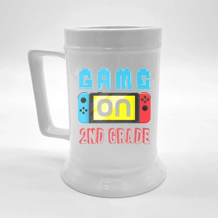 Game On 2Nd Grade Gaming Gamer Back To School Student Funny Gift Front & Back Beer Stein