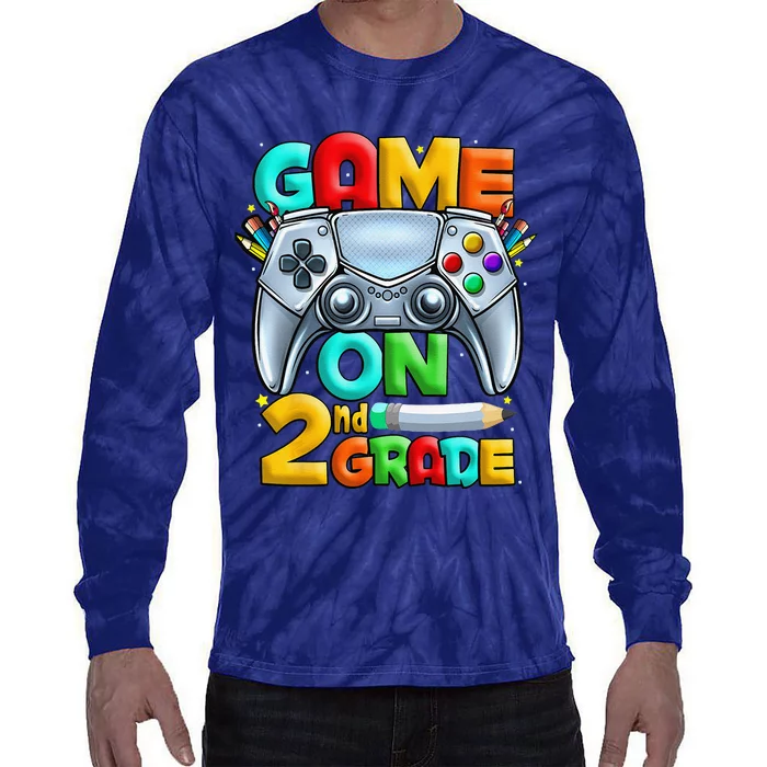 Game On 2nd Grade Back To School 2nd Grade Level Unlocked Tie-Dye Long Sleeve Shirt