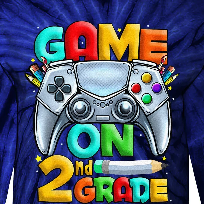 Game On 2nd Grade Back To School 2nd Grade Level Unlocked Tie-Dye Long Sleeve Shirt