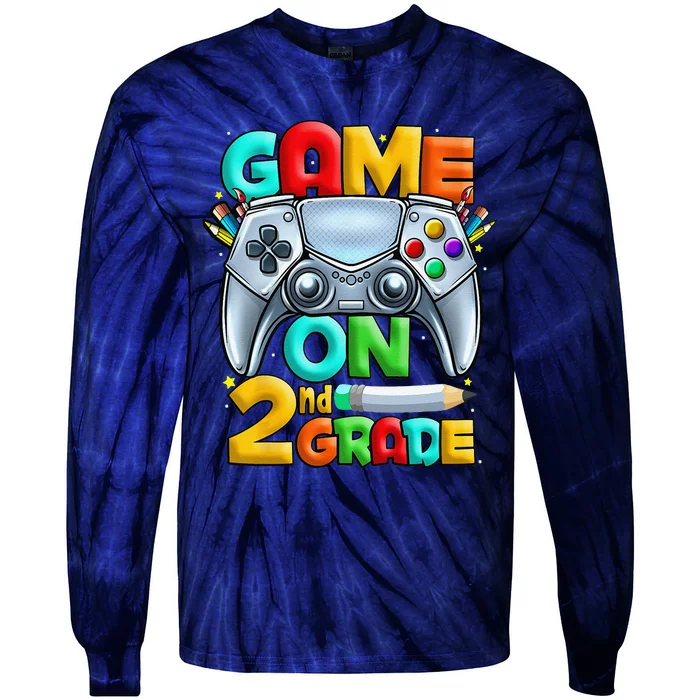 Game On 2nd Grade Back To School 2nd Grade Level Unlocked Tie-Dye Long Sleeve Shirt