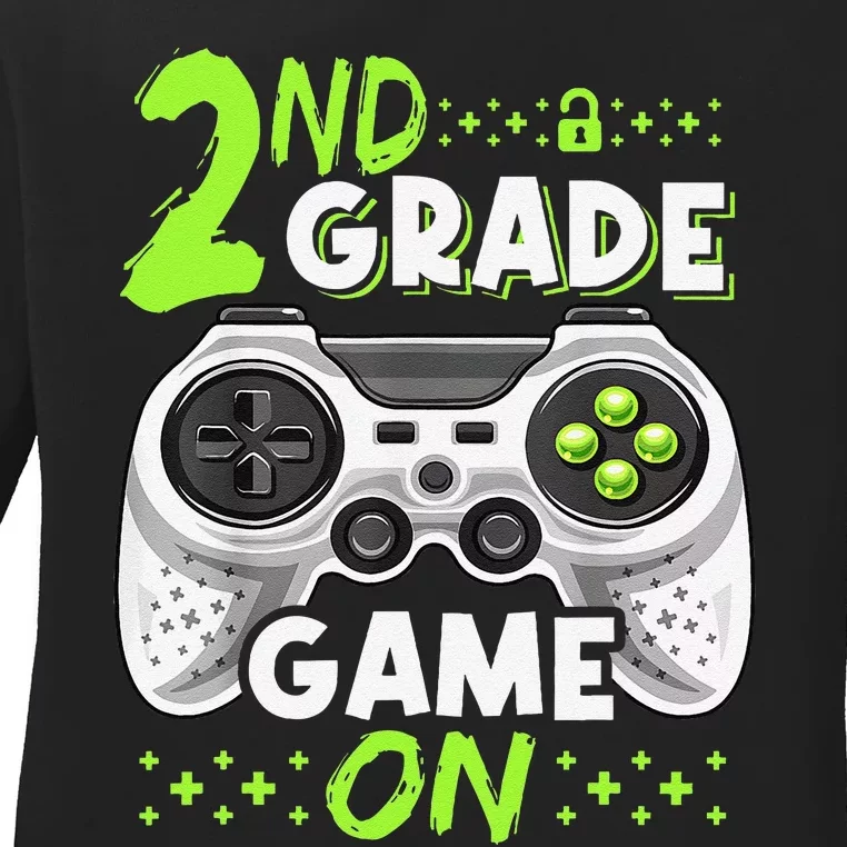 Game On 2nd Grade Back To School Funny Gamer Ladies Long Sleeve Shirt