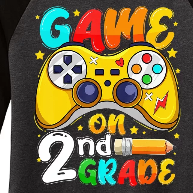 Game On 2nd Grade Back To School Gamer Women's Tri-Blend 3/4-Sleeve Raglan Shirt