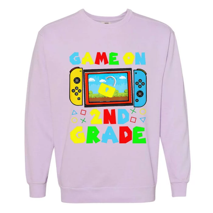 Game On 2nd Grade Back To School Funny Gamer Garment-Dyed Sweatshirt