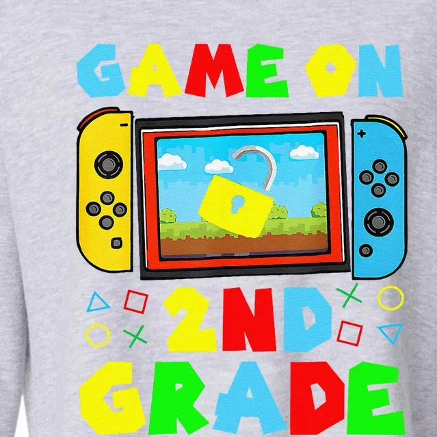 Game On 2nd Grade Back To School Funny Gamer Cropped Pullover Crew