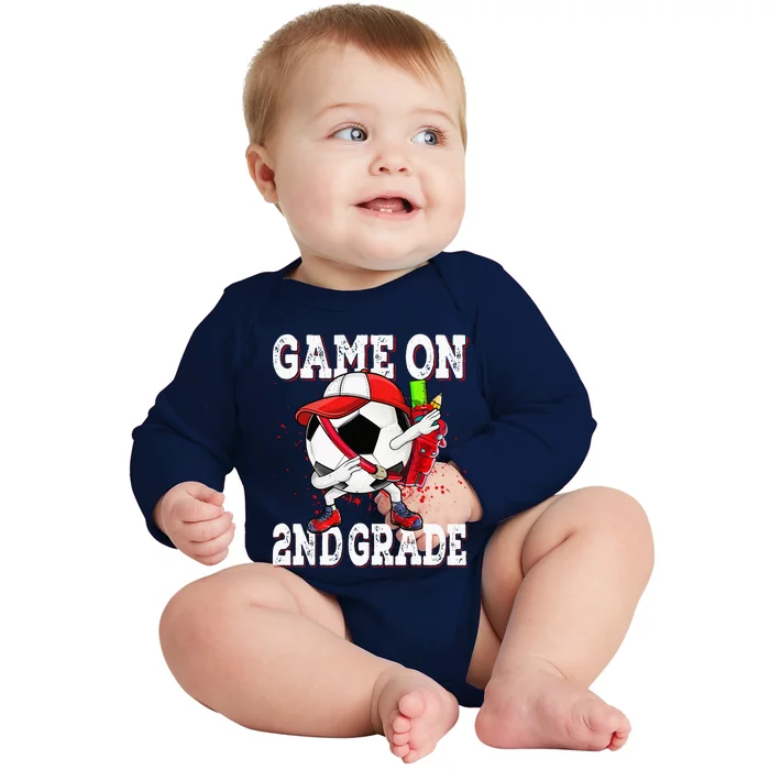 Game On 2nd Grade Soccer Dabbing Retro Player Backpack Baby Long Sleeve Bodysuit