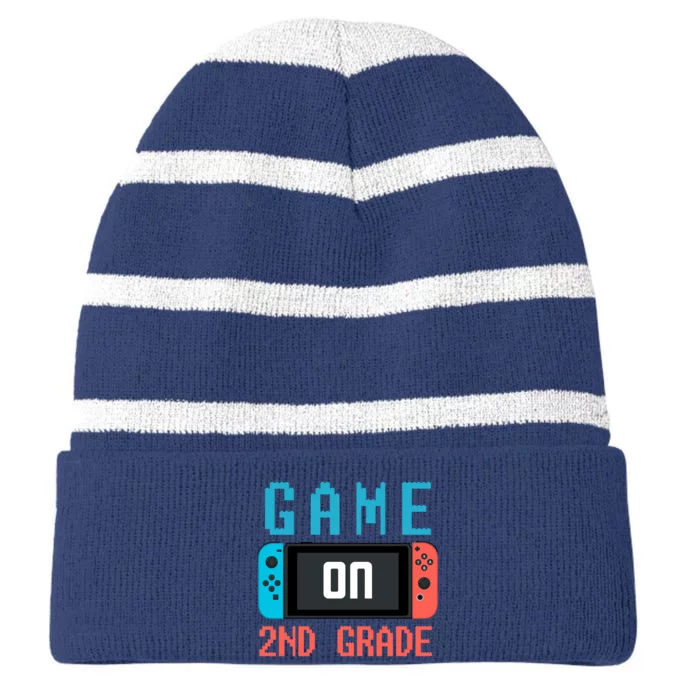 Game On 2nd Grade Striped Beanie with Solid Band