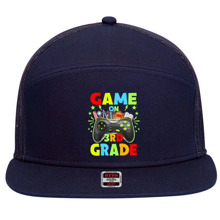 Game On 3Rd Grade Level Unlocked Video Game Gift 7 Panel Mesh Trucker Snapback Hat