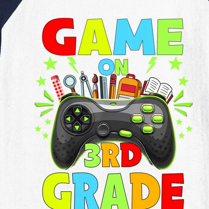 Game On 3Rd Grade Level Unlocked Video Game Gift Baseball Sleeve Shirt