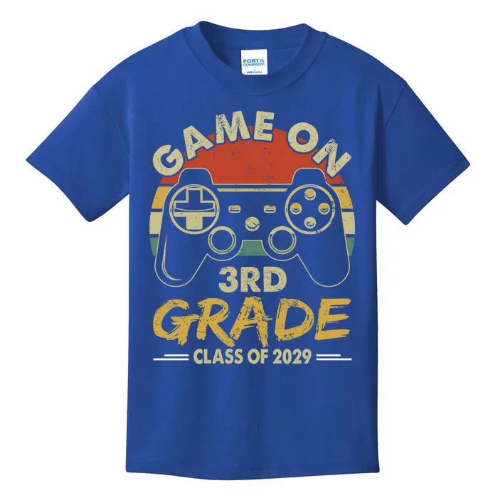 Game On 3Rd Grade Gamer Class Of 2029 Vintaged Fun S Gift Kids T-Shirt