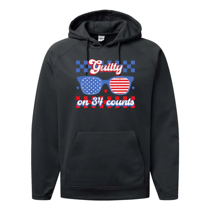 Guilty On 34 Counts 34 Out Of 34 45 Guilty On 34 Performance Fleece Hoodie