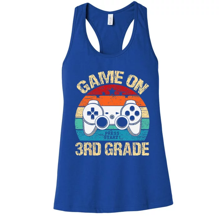 Game On 3rd Grade Back To School 3rd Grade Level Unlocked Women's Racerback Tank