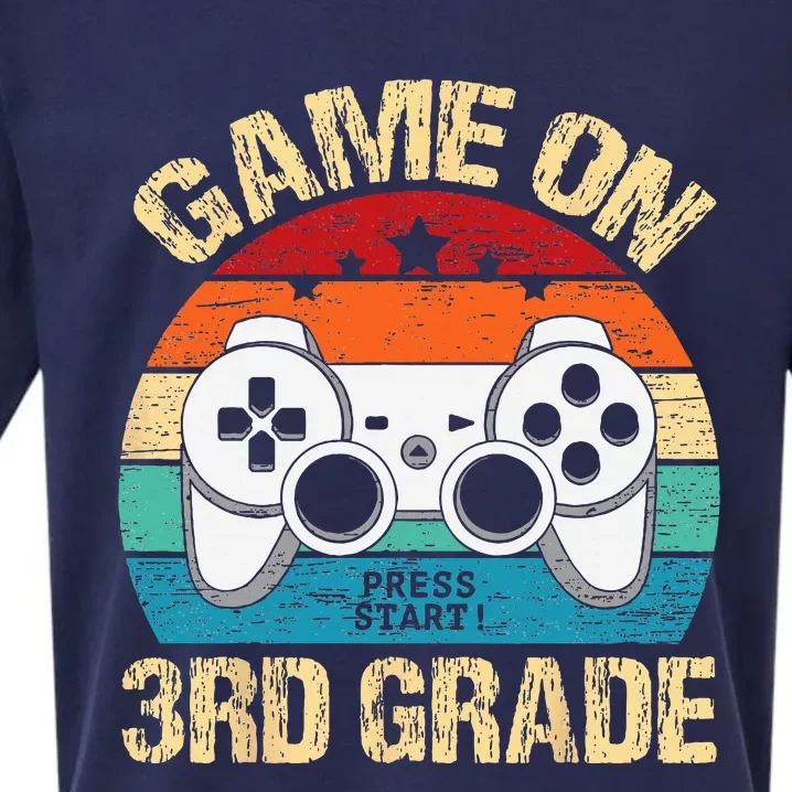 Game On 3rd Grade Back To School 3rd Grade Level Unlocked Sueded Cloud Jersey T-Shirt