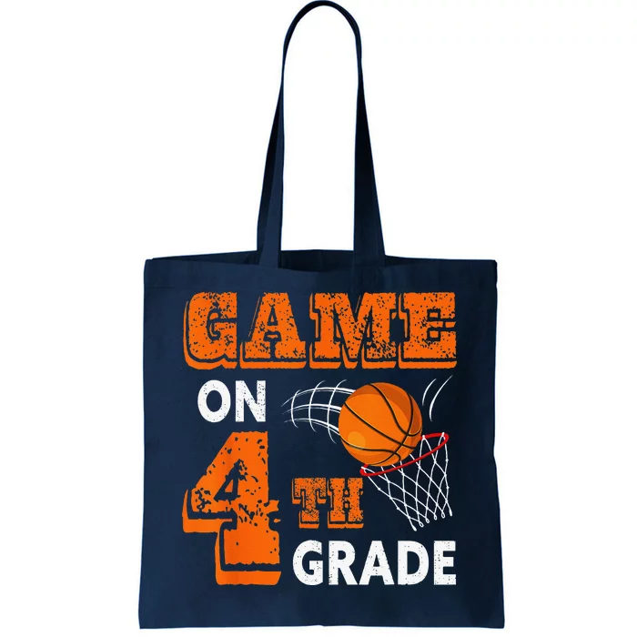 Game On 4th Grade Basketball Back To School Funny Gift Tote Bag