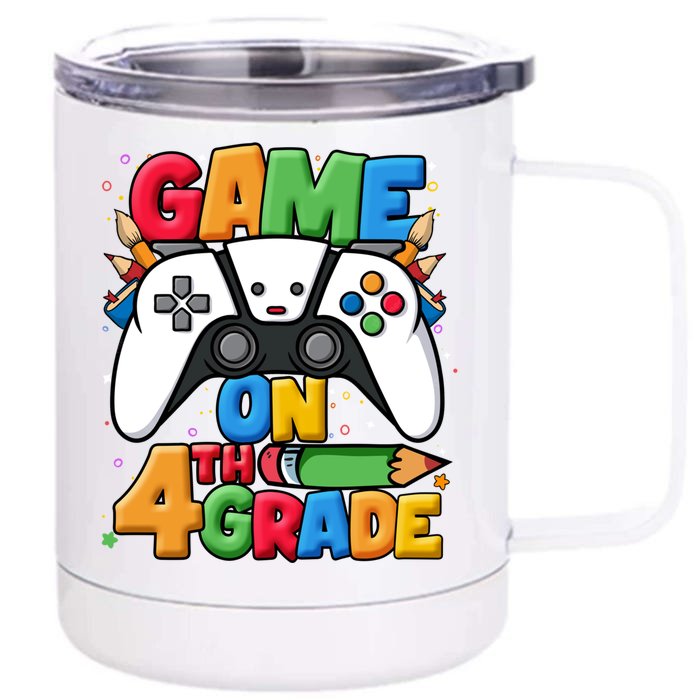 Game On 4Th Grade Back To School Fourth Grade Level Unlocked Gift Front & Back 12oz Stainless Steel Tumbler Cup