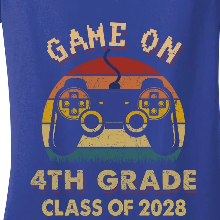 Game On 4Th Grade Class Of 2028 Gamer Gift Funny Gift Funny Gift Women's V-Neck T-Shirt