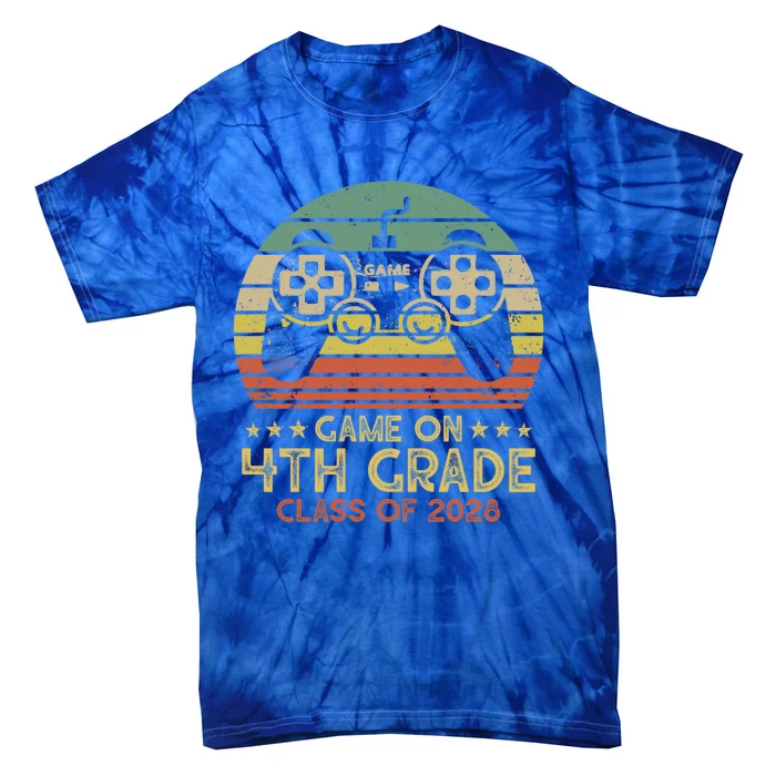 Game On 4Th Grade Gamer Class Of 2028 Vintage Sunset Cute Gift Tie-Dye T-Shirt