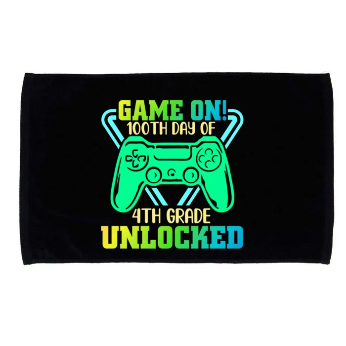 Game On 4Th Grade Unlocked Video Game Lover 100Th Days Gift Microfiber Hand Towel