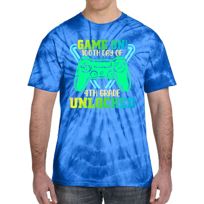 Game On 4Th Grade Unlocked Video Game Lover 100Th Days Gift Tie-Dye T-Shirt