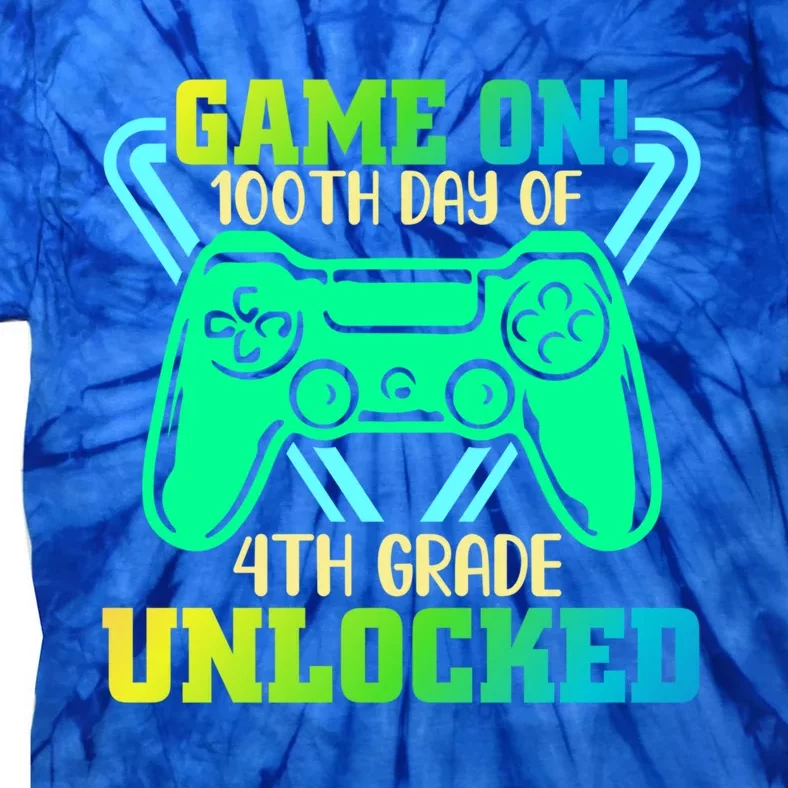 Game On 4Th Grade Unlocked Video Game Lover 100Th Days Gift Tie-Dye T-Shirt