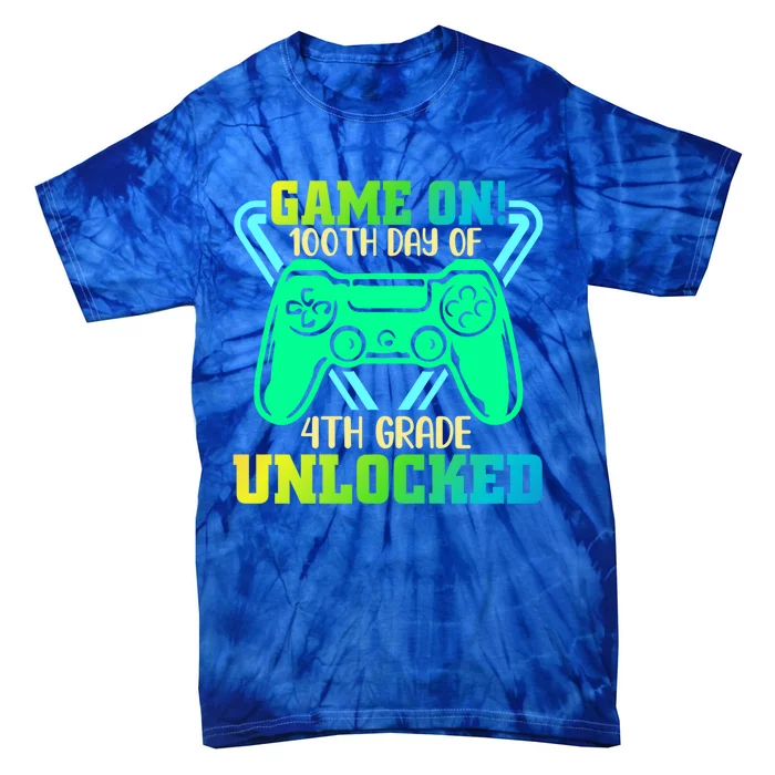 Game On 4Th Grade Unlocked Video Game Lover 100Th Days Gift Tie-Dye T-Shirt