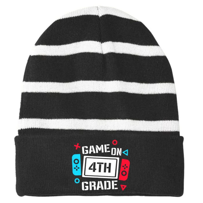 Game On 4th Grade Striped Beanie with Solid Band