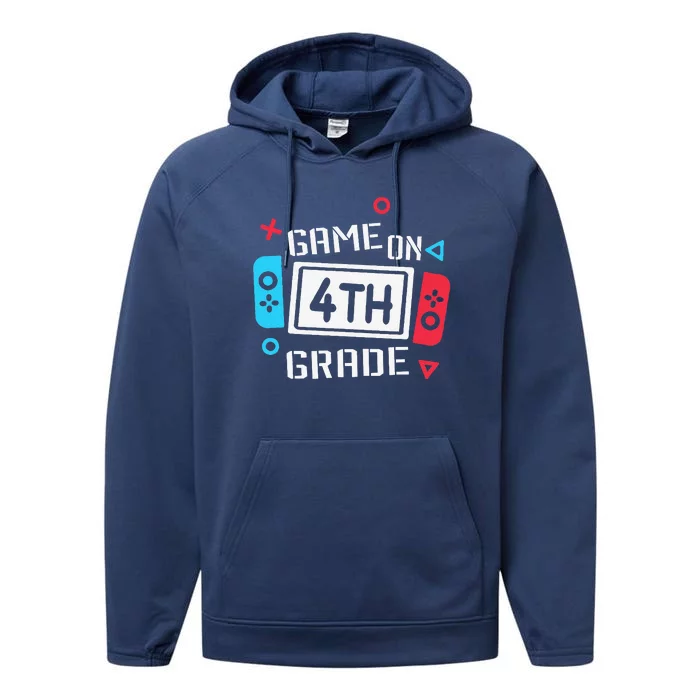 Game On 4th Grade Gamer Back To School First Day Performance Fleece Hoodie