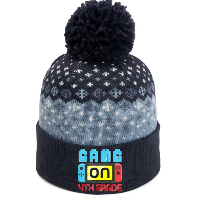 Game On 4th Grade Gaming Gamer Back To School Student Kids The Baniff Cuffed Pom Beanie