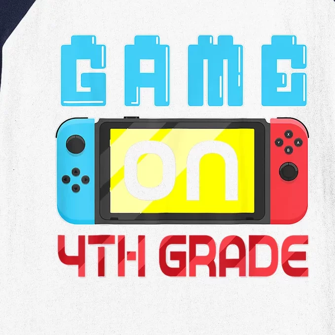 Game On 4th Grade Gaming Gamer Back To School Student Kids Baseball Sleeve Shirt