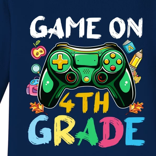 Game On 4Th Grade Back To School Gamer Gaming Gamer Gift Baby Long Sleeve Bodysuit