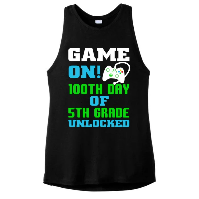 Game On 5Th Grade Unlocked Video Game Lover 100Th Days Funny Gift Ladies Tri-Blend Wicking Tank