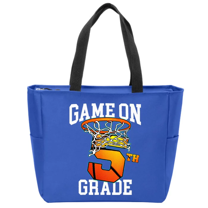 Game On 5th Grade Basketball Back To School Student Zip Tote Bag