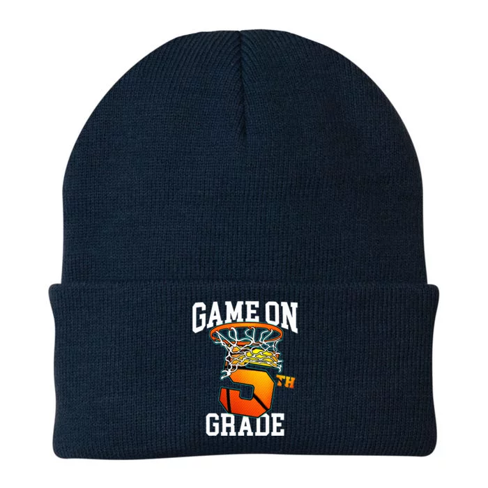 Game On 5th Grade Basketball Back To School Student Knit Cap Winter Beanie