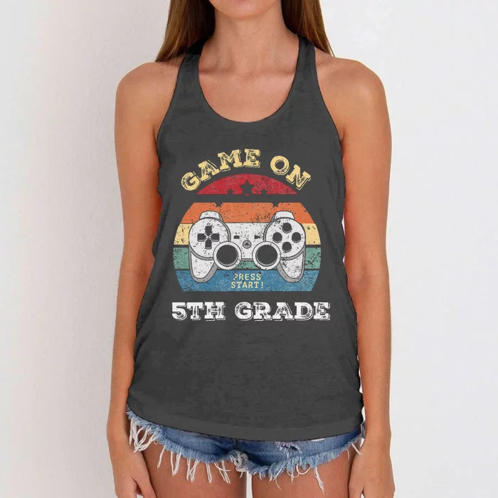 Game On 5th Grade Gamer Back To School First Day Women's Knotted Racerback Tank