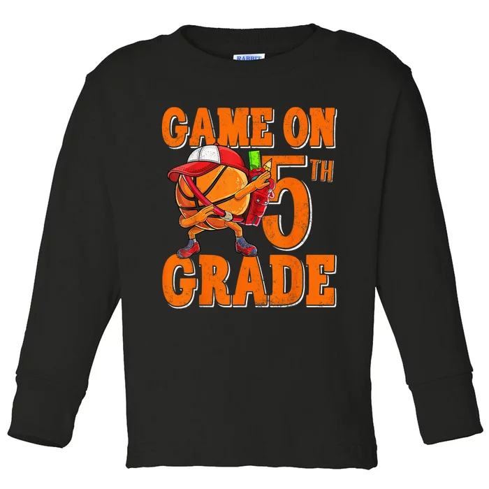 Game On 5th Grade Basketball Dabbing Retro Player Backpack Toddler Long Sleeve Shirt