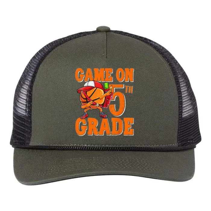 Game On 5th Grade Basketball Dabbing Retro Player Backpack Retro Rope Trucker Hat Cap