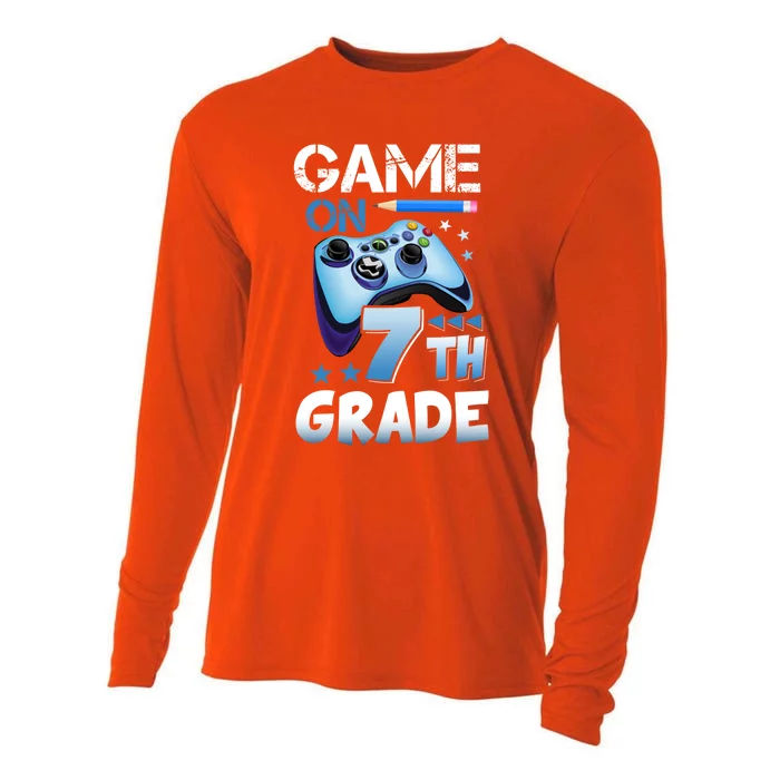 Game On 7Th Grade First Day Gamer Back To School Gift Cooling Performance Long Sleeve Crew