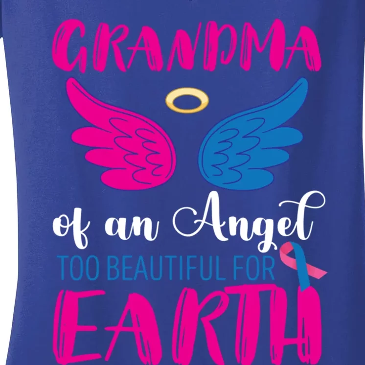 Grandma Of An Angel Miscarriage Awareness Infant Loss Gift Women's V-Neck T-Shirt